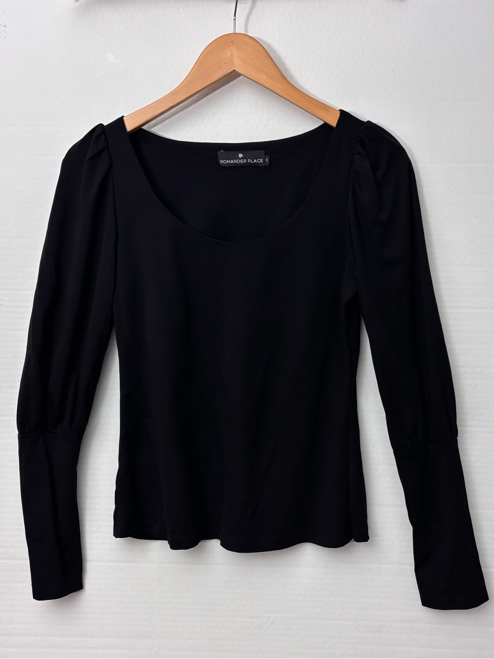 Tuckernuck Pomander Place Black Scoop Neck Long Sleeve Blouse